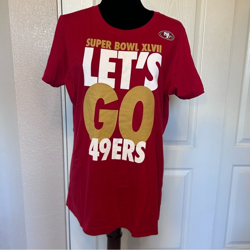 Nike SF 49er's Let's Go 49ERS Super Bowl XLVII Women's Tee Shirt Size XL‎